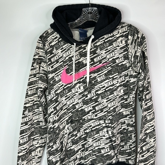 Vintage Nike Club All Over Print Hooded Sweatshirt Size Small - Picture 2 of 11